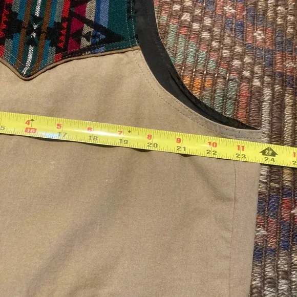 Vintage Pendelton Vest Blanket cotton native american aztec khaki western - Picture 11 of 12